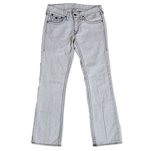 True Religion Ricky Big T Swarovski Buttons Men's Size 32 Straight Leg Off White